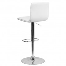 Flash Furniture CH-112080-WH-GG Contemporary Tufted White Vinyl Adjustable Height Bar Stool addl-1