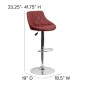 Flash Furniture CH-82028A-BURG-GG Contemporary Burgundy Vinyl Bucket Seat Adjustable Height Bar Stool addl-5