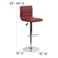 Flash Furniture CH-92023-1-BURG-GG Contemporary Burgundy Vinyl Adjustable Height Bar Stool addl-5
