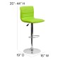 Flash Furniture CH-92023-1-GRN-GG Contemporary Green Vinyl Adjustable Height Bar Stool addl-5