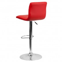 Flash Furniture CH-92023-1-RED-GG Contemporary Red Vinyl Adjustable Height Bar Stool addl-1