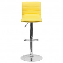 Flash Furniture CH-92023-1-YEL-GG Contemporary Yellow Vinyl Adjustable Height Bar Stool addl-2