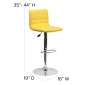 Flash Furniture CH-92023-1-YEL-GG Contemporary Yellow Vinyl Adjustable Height Bar Stool addl-5