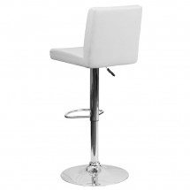 Flash Furniture CH-92066-WH-GG Contemporary White Vinyl Adjustable Height Bar Stool addl-1
