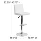 Flash Furniture CH-92066-WH-GG Contemporary White Vinyl Adjustable Height Bar Stool addl-5
