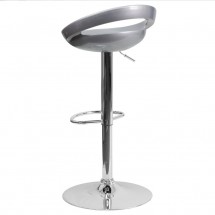 Flash Furniture CH-TC3-1062-SIL-GG Contemporary Silver Plastic Adjustable Height Bar Stool addl-1