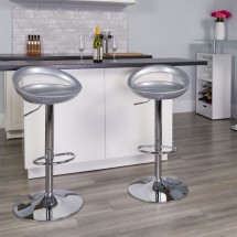 Flash Furniture CH-TC3-1062-SIL-GG Contemporary Silver Plastic Adjustable Height Bar Stool addl-3