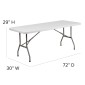 Flash Furniture DAD-YCZ-183B-GW-GG Granite White Plastic Folding Table 30W x 72L addl-3