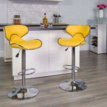 Flash Furniture DS-815-YEL-GG Contemporary Cozy Mid-Back Yellow Vinyl Adjustable Height Bar Stool addl-3