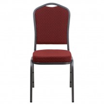 Flash Furniture NG-C01-HTS-2201-SV-GG HERCULES Crown Back Stacking Banquet Chair with Burgundy Patterned Fabric - Silver Vein Frame addl-2