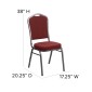 Flash Furniture NG-C01-HTS-2201-SV-GG HERCULES Crown Back Stacking Banquet Chair with Burgundy Patterned Fabric - Silver Vein Frame addl-4
