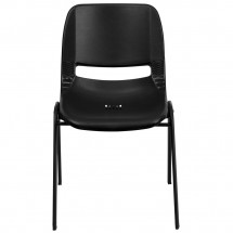 Flash Furniture RUT-12-PDR-BLACK-GG HERCULES Series 440 Lb. Capacity Black Ergonomic Shell Stack Chair with Black Frame, 12 Seat Height addl-2
