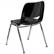 Flash Furniture RUT-14-BK-CHR-GG HERCULES Series 440 Lb. Capacity Black Ergonomic Shell Stack Chair with Chrome Frame, 14 Seat Height addl-1