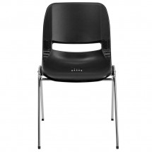 Flash Furniture RUT-14-BK-CHR-GG HERCULES Series 440 Lb. Capacity Black Ergonomic Shell Stack Chair with Chrome Frame, 14 Seat Height addl-2