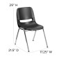 Flash Furniture RUT-16-BK-CHR-GG HERCULES Series 661 Lb. Capacity Black Ergonomic Shell Stack Chair with Chrome Frame, 16 Seat Height addl-5