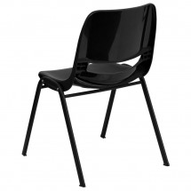 Flash Furniture RUT-16-PDR-BLACK-GG HERCULES Series 661 Lb. Capacity Black Ergonomic Shell Stack Chair with Black Frame, 16 Seat Height addl-1