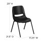 Flash Furniture RUT-16-PDR-BLACK-GG HERCULES Series 661 Lb. Capacity Black Ergonomic Shell Stack Chair with Black Frame, 16 Seat Height addl-5