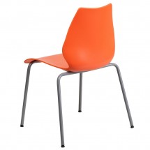 Flash Furniture RUT-288-ORANGE-GG HERCULES Series 770 Lb. Capacity Orange Stack Chair with Lumbar Support and Silver Frame addl-1