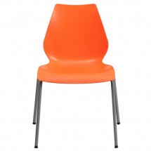 Flash Furniture RUT-288-ORANGE-GG HERCULES Series 770 Lb. Capacity Orange Stack Chair with Lumbar Support and Silver Frame addl-2