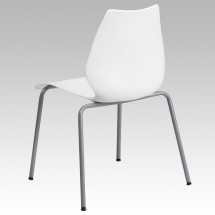 Flash Furniture RUT-288-WHITE-GG HERCULES Series 770 Lb. Capacity White Stack Chair with Lumbar Support and Silver Frame addl-1