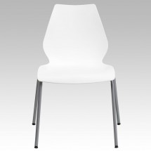 Flash Furniture RUT-288-WHITE-GG HERCULES Series 770 Lb. Capacity White Stack Chair with Lumbar Support and Silver Frame addl-2