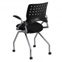 Flash Furniture WL-A224V-A-GG Galaxy Mobile Nesting Chair with Arms and Black Fabric Seat addl-1