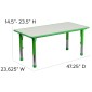Flash Furniture YU-YCY-060-0034-RECT-TBL-GREEN-GG Adjustable Rectangular Green Plastic Activity Table Set with 4 School Chairs, 23-5/8 x 47-1/4 addl-4