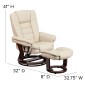 Flash Furniture BT-7818-BGE-GG Contemporary Beige Leather Recliner / Ottoman with Swiveling Mahogany Wood Base addl-5