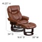 Flash Furniture BT-7821-VIN-GG Contemporary Brown Vintage Leather Multi-Position Recliner and Curved Ottoman with Swivel Mahogany Wood Base addl-6