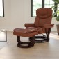Flash Furniture BT-7821-VIN-GG Contemporary Brown Vintage Leather Multi-Position Recliner and Curved Ottoman with Swivel Mahogany Wood Base addl-7