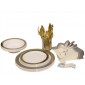 TigerChef Heavyweight Premium Plastic Dinnerware Set with Gold and Silver Trim - Service for 20 addl-1