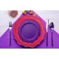 TigerChef Heavy Duty Purple and Hot Pink Scalloped Rim Disposable Party Plates Set with Tablecloth - Service for 24 addl-1