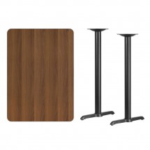 Flash Furniture XU-WALTB-3042-T0522B-GG 30 x 42 Rectangular Walnut Laminate Table Top with 5 x 22 Bar Height Table Bases addl-1