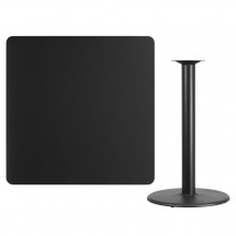 Flash Furniture XU-BLKTB-4242-TR24B-GG 42 Square Black Laminate Table Top with 24 Round Bar Height Table Base addl-1