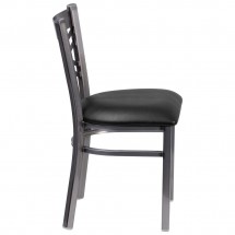 Flash Furniture XU-6FOB-CLR-BLKV-GG HERCULES Clear Coated X Back Metal Restaurant Chair - Black Vinyl Seat addl-1