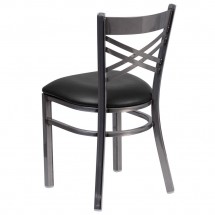 Flash Furniture XU-6FOB-CLR-BLKV-GG HERCULES Clear Coated X Back Metal Restaurant Chair - Black Vinyl Seat addl-2