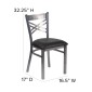 Flash Furniture XU-6FOB-CLR-BLKV-GG HERCULES Clear Coated X Back Metal Restaurant Chair - Black Vinyl Seat addl-4