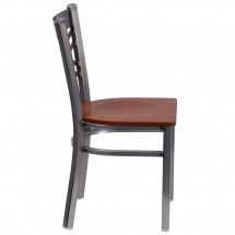 Flash Furniture XU-6FOB-CLR-CHYW-GG HERCULES Clear Coated X Back Metal Restaurant Chair - Cherry Wood Seat addl-1