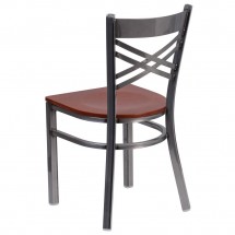 Flash Furniture XU-6FOB-CLR-CHYW-GG HERCULES Clear Coated X Back Metal Restaurant Chair - Cherry Wood Seat addl-2