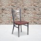 Flash Furniture XU-6FOB-CLR-CHYW-GG HERCULES Clear Coated X Back Metal Restaurant Chair - Cherry Wood Seat addl-4