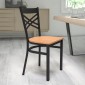 Flash Furniture XU-6FOBXBK-NATW-GG HERCULES Black X Back Metal Restaurant Chair - Natural Wood Seat addl-5