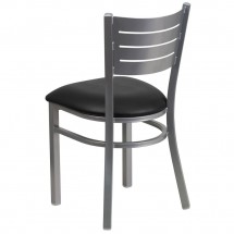 Flash Furniture XU-DG-60401-BLKV-GG HERCULES Silver Slat Back Metal Restaurant Chair - Black Vinyl Seat addl-2