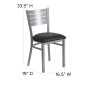 Flash Furniture XU-DG-60401-BLKV-GG HERCULES Silver Slat Back Metal Restaurant Chair - Black Vinyl Seat addl-4