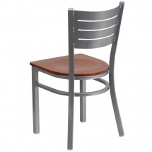 Flash Furniture XU-DG-60401-CHYW-GG HERCULES Silver Slat Back Metal Restaurant Chair - Cherry Wood Seat addl-2