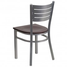 Flash Furniture XU-DG-60401-MAHW-GG HERCULES Silver Slat Back Metal Restaurant Chair - Mahogany Wood Seat addl-2