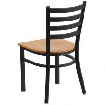 Flash Furniture XU-DG694BLAD-NATW-GG HERCULES Black Ladder Back Metal Restaurant Chair - Natural Wood Seat addl-2