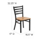 Flash Furniture XU-DG694BLAD-NATW-GG HERCULES Black Ladder Back Metal Restaurant Chair - Natural Wood Seat addl-4
