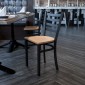 Flash Furniture XU-DG694BLAD-NATW-GG HERCULES Black Ladder Back Metal Restaurant Chair - Natural Wood Seat addl-5