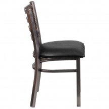 Flash Furniture XU-DG694BLAD-CLR-BLKV-GG HERCULES Clear Coated Ladder Back Metal Restaurant Chair - Black Vinyl Seat addl-1