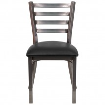 Flash Furniture XU-DG694BLAD-CLR-BLKV-GG HERCULES Clear Coated Ladder Back Metal Restaurant Chair - Black Vinyl Seat addl-3